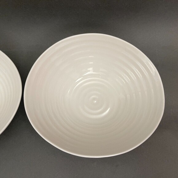 Sophie Conran Portmeirion White Soup Cereal Bowls Ribbed Lot of 2 - Picture 4 of 7